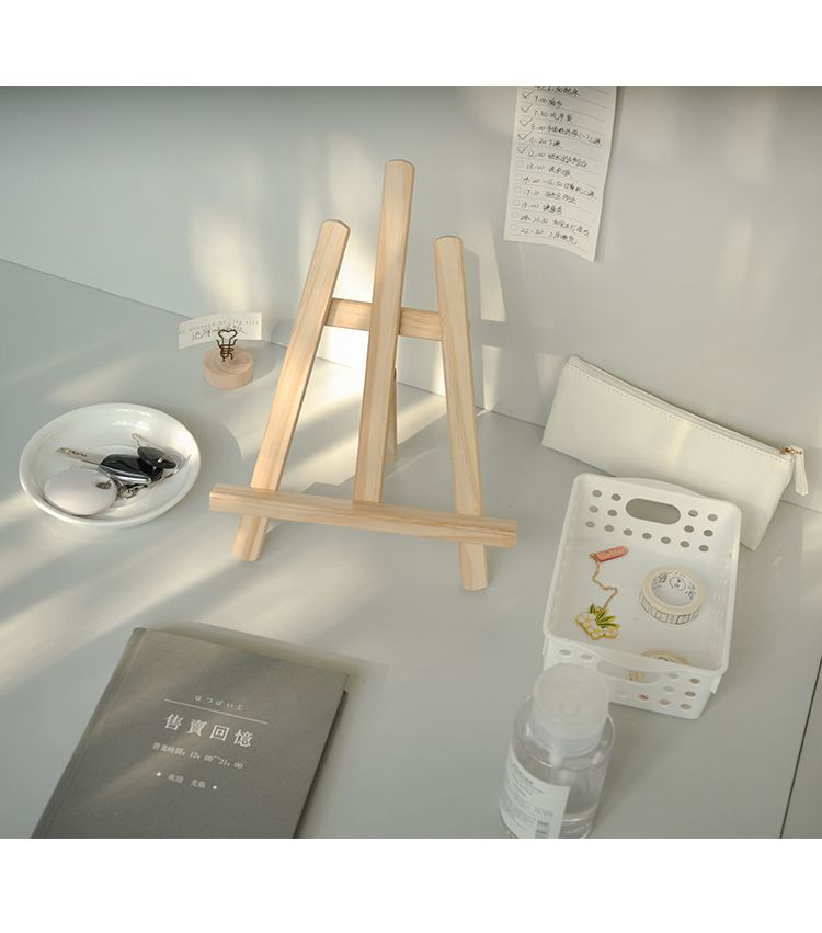 INS style wooden desktop foldable stand, mobile phone iPad stand decoration, student desk storage, tablet art shelf_voghion.com