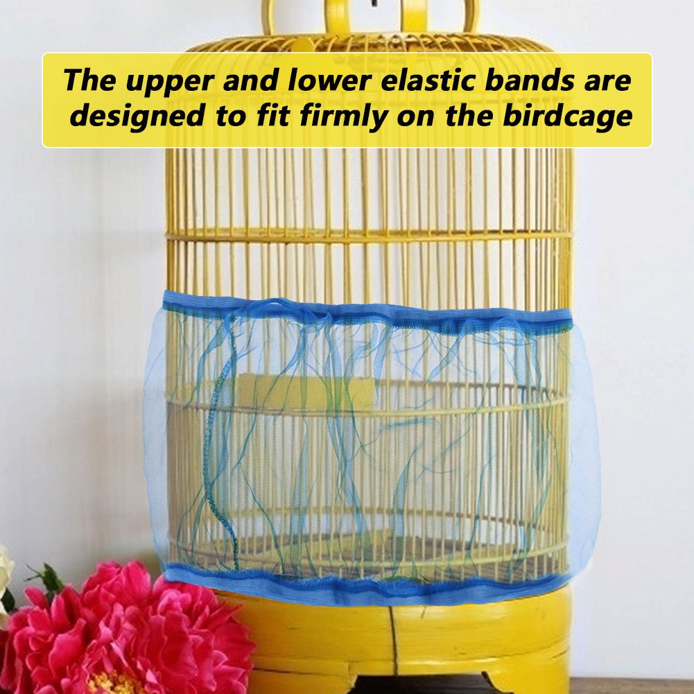 5TH Mesh Bird Parrot Cage Cover Net Easy Cleaning Seed Catcher Guard Shell Skirt - 3