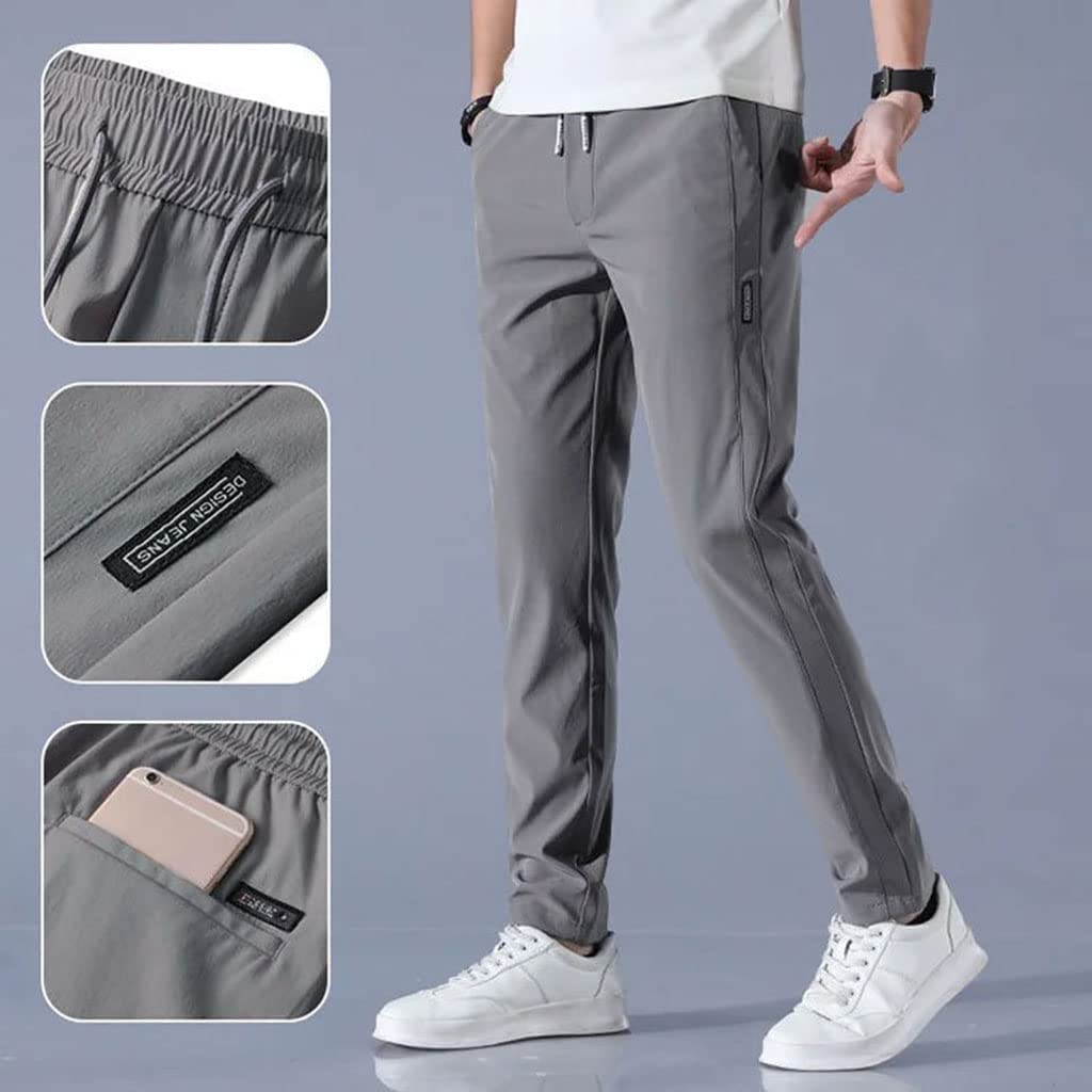 Ice Silk Men s Pants Straight Casual Trousers Quick Dry Trousers Elastic