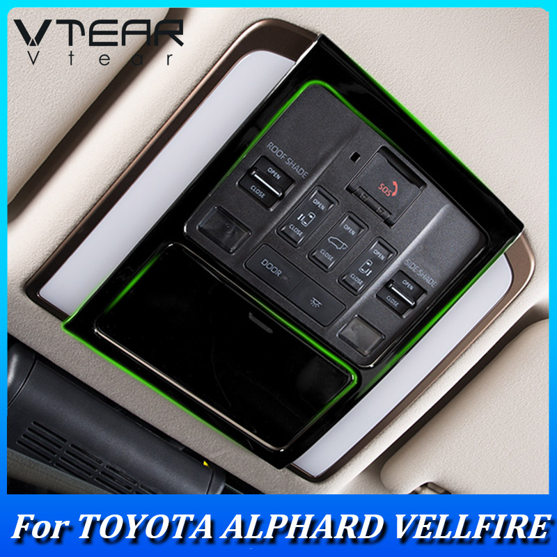 Vtear cho Toyota Alphard vellfire 2023 2024 mui xe Khung đèn đọc phía trước và phía sau vòng tròn Đèn Đọc thép không gỉ nhựa ABS Nội Thất Ô Tô Phụ kiện sửa đổi