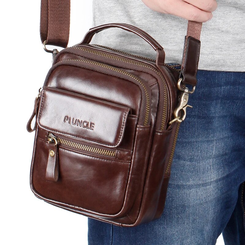 ZZOOI PI UNCLE Brand Genuine Leather Shoulder Messenger Bags For Men Leather Crossbody Bags for Men Bussiness Male Top-handle Handbags ราคา 1,140 บาท*ส่งฟรี