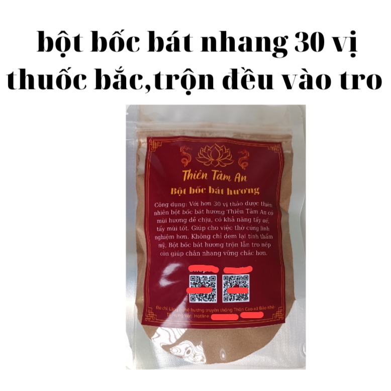 Bột bốc bát hương thiên tâm an - 30 vị bắc, trộn với tro thơm dùng để bốc bát nhang