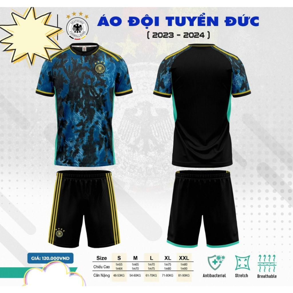 Bộ quần áo đá banh đội tuyển đức xanh loang