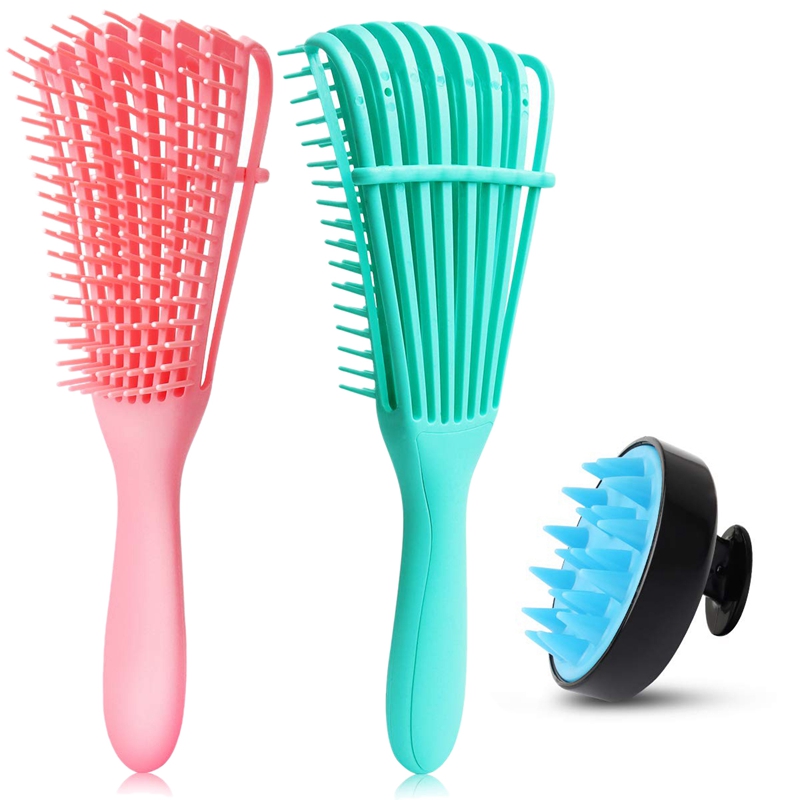 3Pc Detangling Brush Set Hair Scalp Massager Brush Detangler Brush for