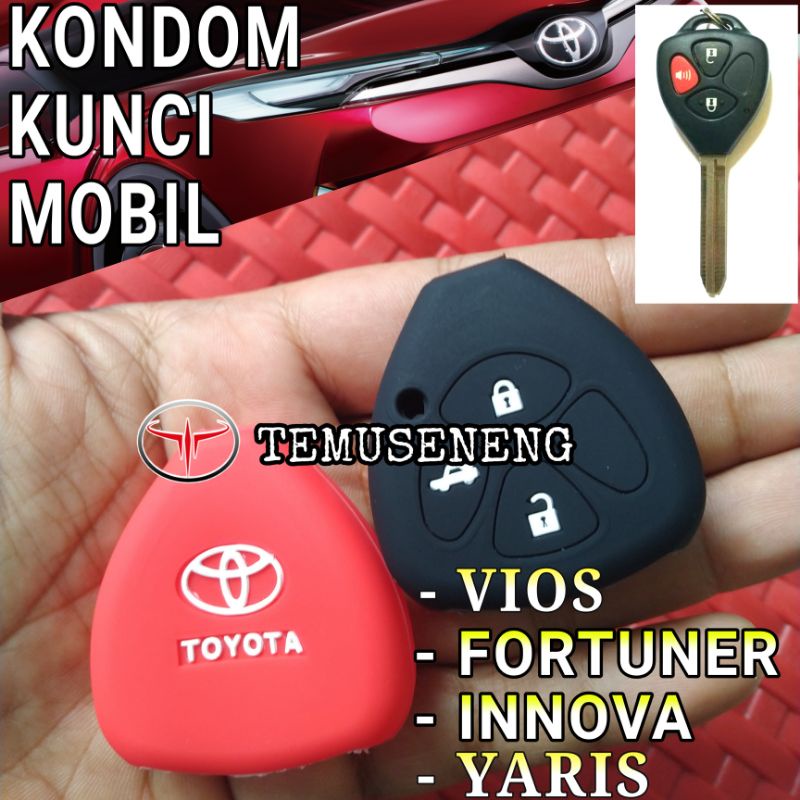 Kondom Kunci Mobil Sarung Cover Casing Remot Mobil Toyota Fortuner Innova Yaris Vios 3 Tombol Harga 13,500 rupiah*Gratis Ongkir