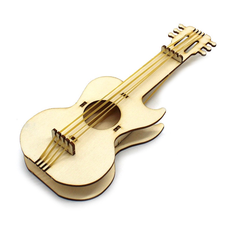 Creative DIY Musical GuitarScience Puzzle ​​​​​​​Wooden Assembled Educational Toy Model Intelligence Gift ราคา 18 บาท*ส่งฟรี