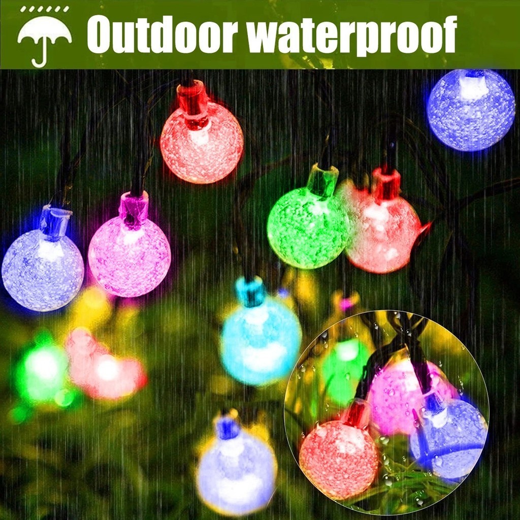 12M 100LED Globe Solar Crystal Ball Bubble Solar String Light Waterproof Outdoor Light For Garden Camping Christmas Deco