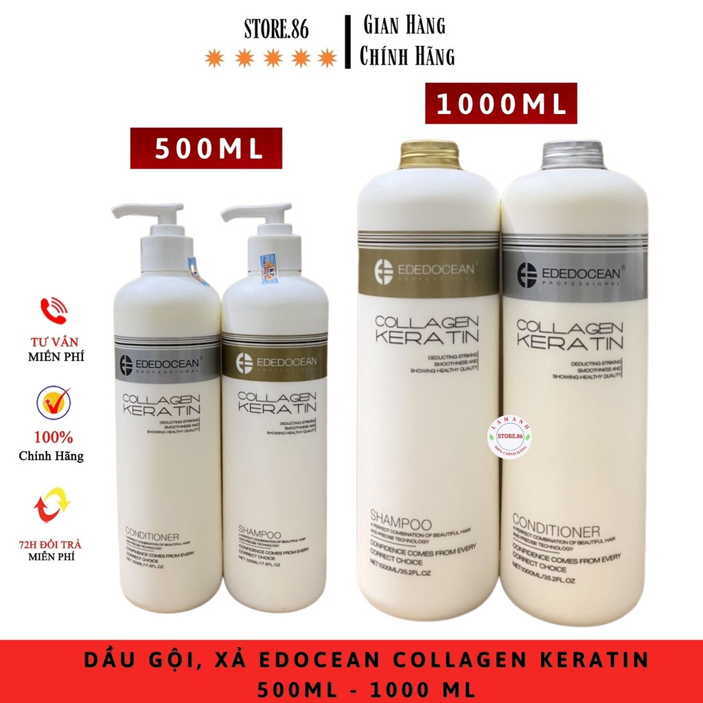 Dầu Gội ( EDEDOCEAN )EDOCEAN - KERATIN kiềm dầu siêu phục hồi mềm mượt chống rụng tóc size: 500ml -1000ml hàng chí