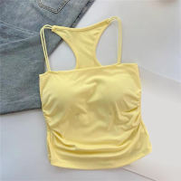 oobest【Delivery 2-3 days】Camisoles Cropped Backless Cami Top for Women Built-in Bra Going Out Sleeveless Slim Fit Short Top Summer New