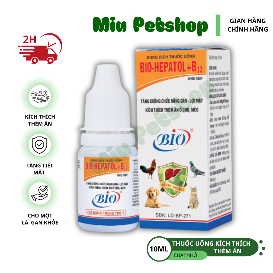 Bio Hepatol B12 10ml - mát gan, giải độc, kích thích thèm ăn, giúp nhanh hồi phục sau khi bệnh