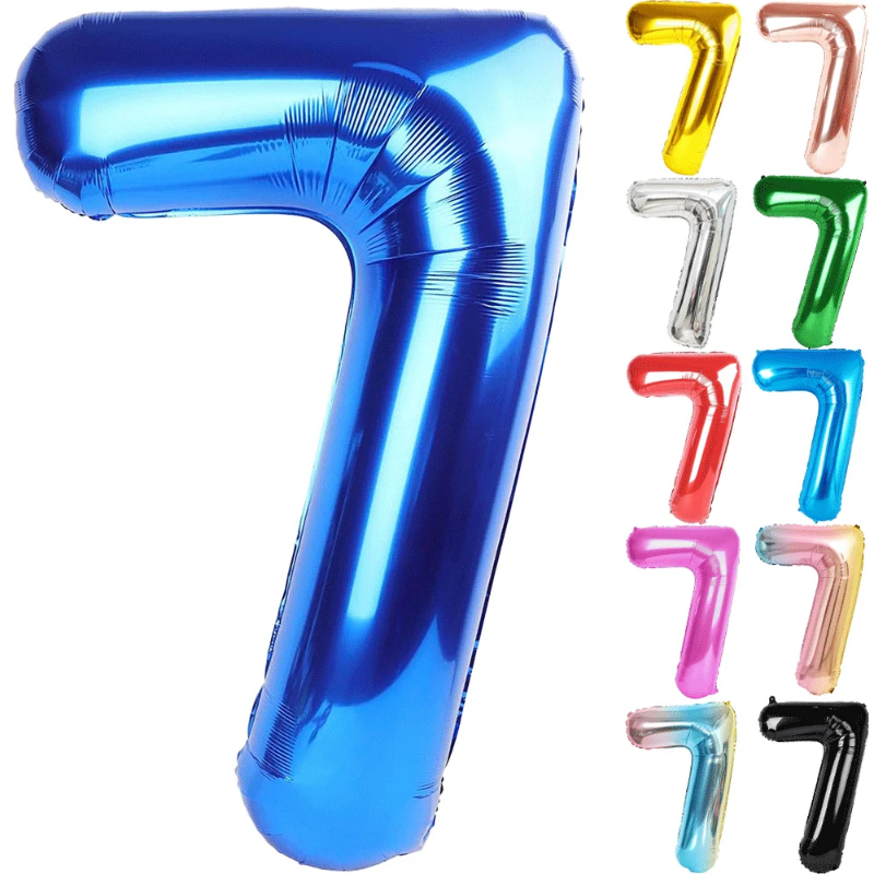【ABLE】 32Inch Multicolor Number 7 Balloon Large Number Balloons 0-9 Boys Girls Birthday Decoration Women Men Party Anniversary Supplies