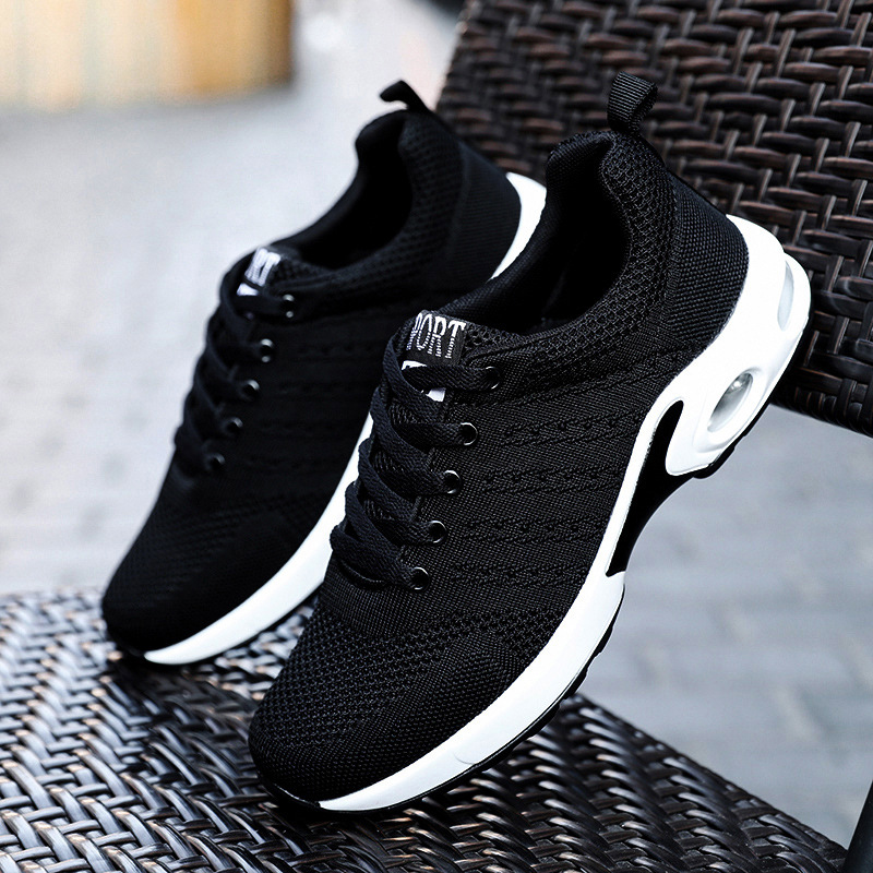 Men's Shoes Fashion Sneaker Air Cushion Sports Shoes Fly-knit Casual Sports Sneakers Mesh Shoes Running Shoes Men Black Shoes - 4