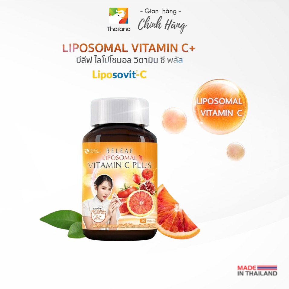 Viên uống sáng da mờ thâm mụn Beleaf Liposomal Vitamin C Plus