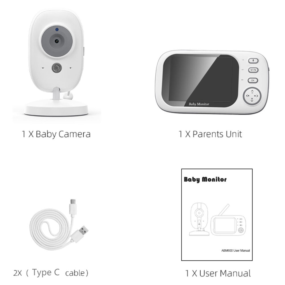 FC3.5 Video Baby Monitor 2.4G Mother Kid 2 Way Audio Talk Night Vision Security Cameras Video Surveillance Cam With Temperature