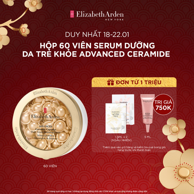 [CHỈ 18-22.01 - GIẢM 15%] Hộp 60 viên nang tinh chất dưỡng da Elizabeth Arden Advanced Ceramide Caps