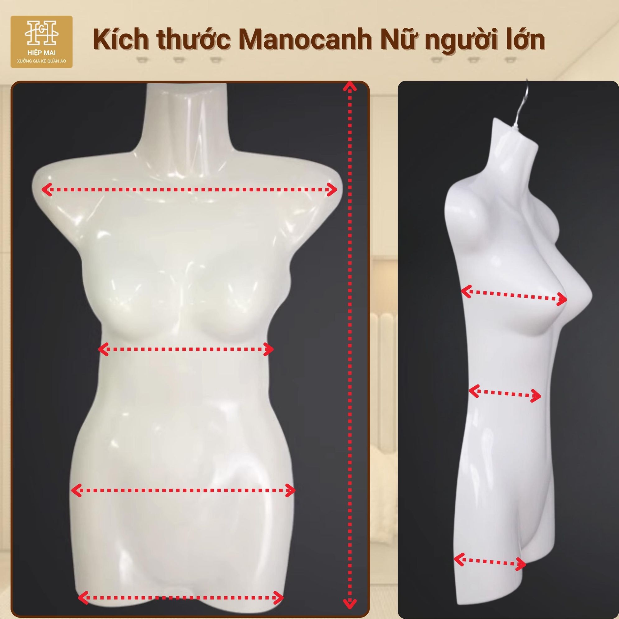 [Nhựa đúc Xịn] Manocanh nhựa nửa người.Manocanh nữ người lớn và trẻ em siêu bền. Kèm móc treo = thép