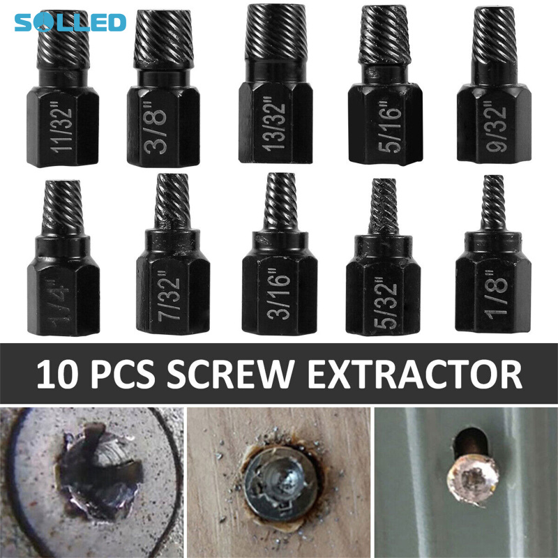 Bu lông bị hỏng Stud extractor công cụ bu lông bị hỏng Remover kim loại dễ dàng ra mũi khoan bu lông bị hỏng Stud Remover dụng cụ tháo vít 10pcs
