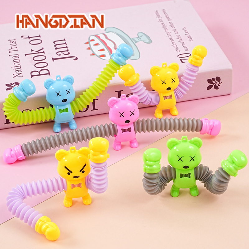 HANGDIAN Stretchy Bear Toy for Stress Relief and Fun, Perfect for Kids and Adults - Bendable Animal Figure with Flexible Arms ราคา 11 บาท*ส่งฟรี