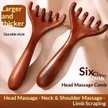 VINTLOOK Bộ lược massage gỗ 6 ngón cho đầu, cổ, vai và xoa bóp bấm huyệt toàn thân