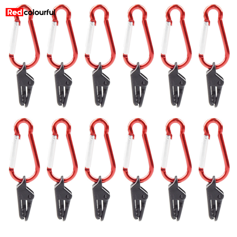 12pcs Tent Clamps Clips With Carabiner Windproof High Strength Outdoor Camping Tent Accessories ราคา 46 บาท*ส่งฟรี