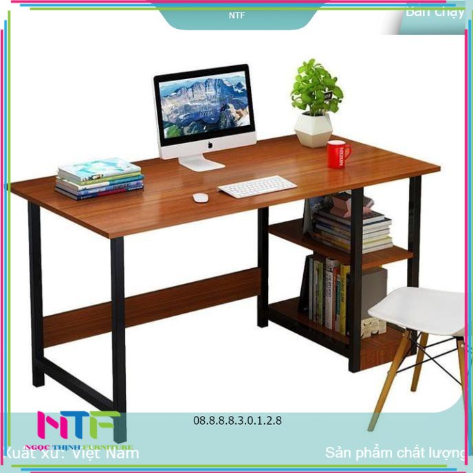 Bàn Làm Việc Văn Phòng, Bàn Làm Việc Học Tập Cá Nhân Có Kệ Sách 120x45x72Cm