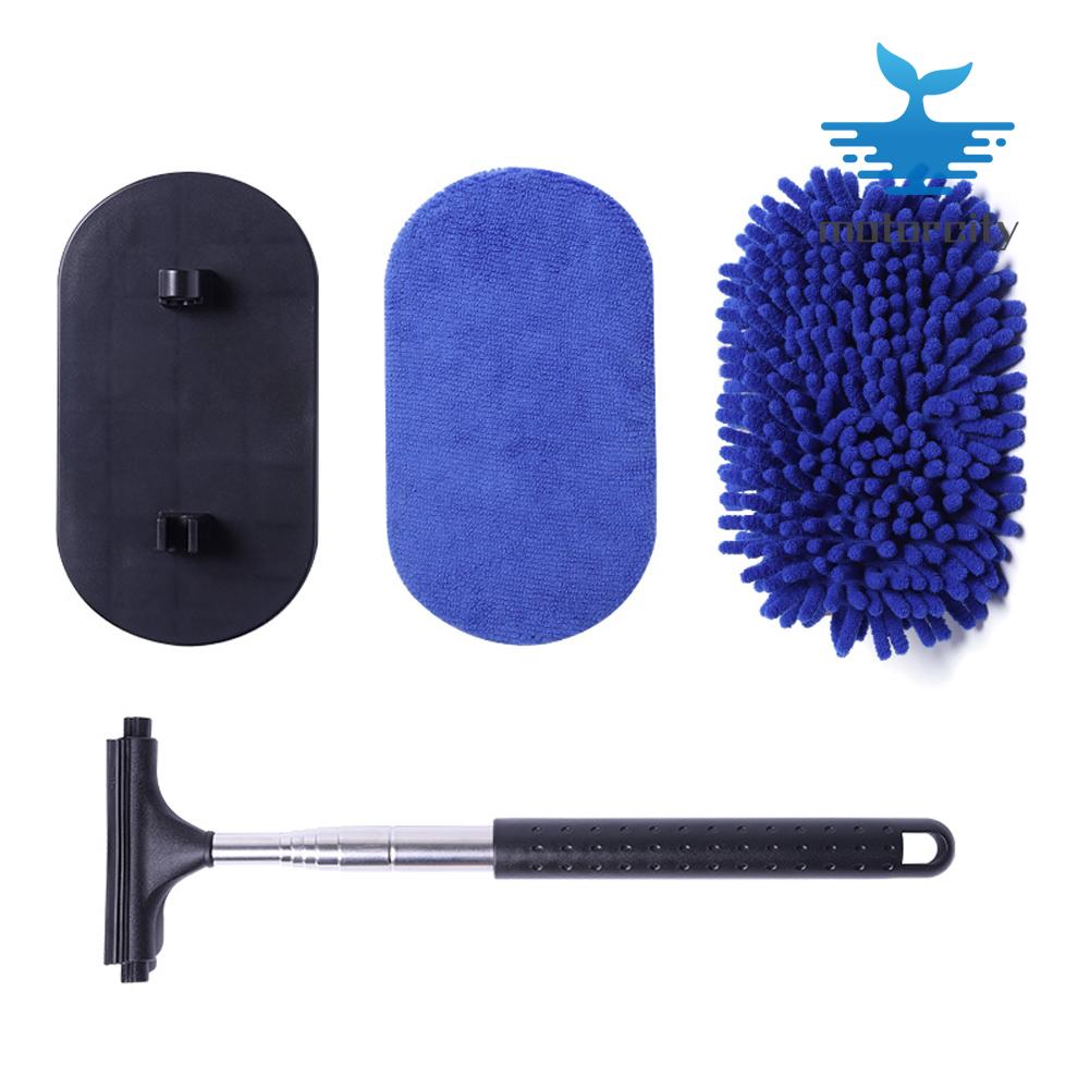 3 in 1 Car Window Cleaner Kit Extendable Long Handle Window Brushes