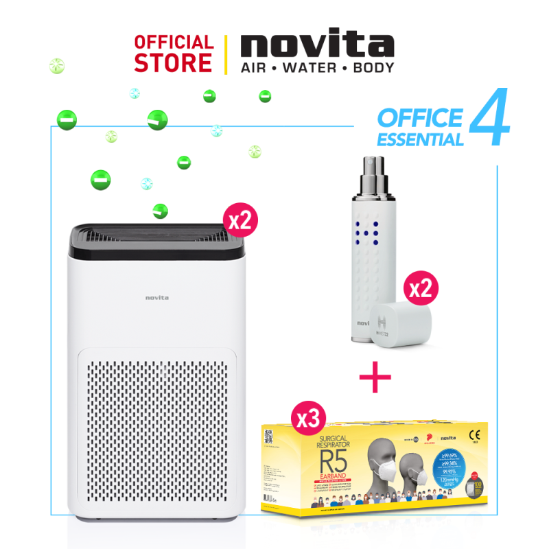 novita Office Essential Package 4 (Air Purifier A11 x 2 + Surgical Respirator R5 Earband (100pcs in a box) x 3 + Portable Disinfectant H-Mist22 x 2) Singapore