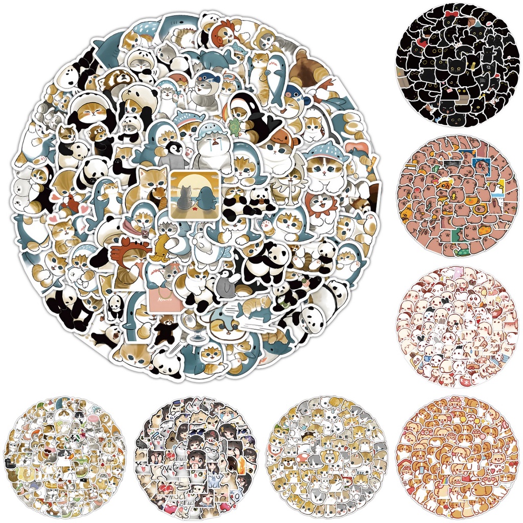 100Pcs hoạt hình dễ thương Mực Đen Mèo Thỏ Capybara nhãn dán tranh vẽ tường Cho Mũ Bảo Hiểm Xe Đạp viết tay Bút Chì Trường Hợp Decals Lanlanstickersworld