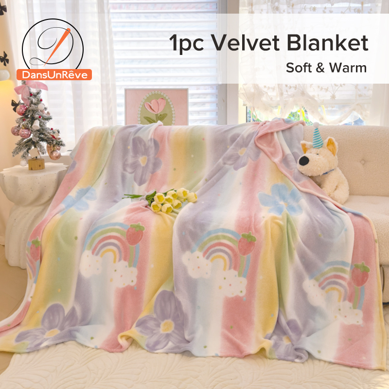 Dansunreve Velvet Blanket Cartoon Single/Queen/King Sofa Blanket Air Conditioning Blanket Office Nap Shawl Blanket ราคา 199 บาท*ส่งฟรี