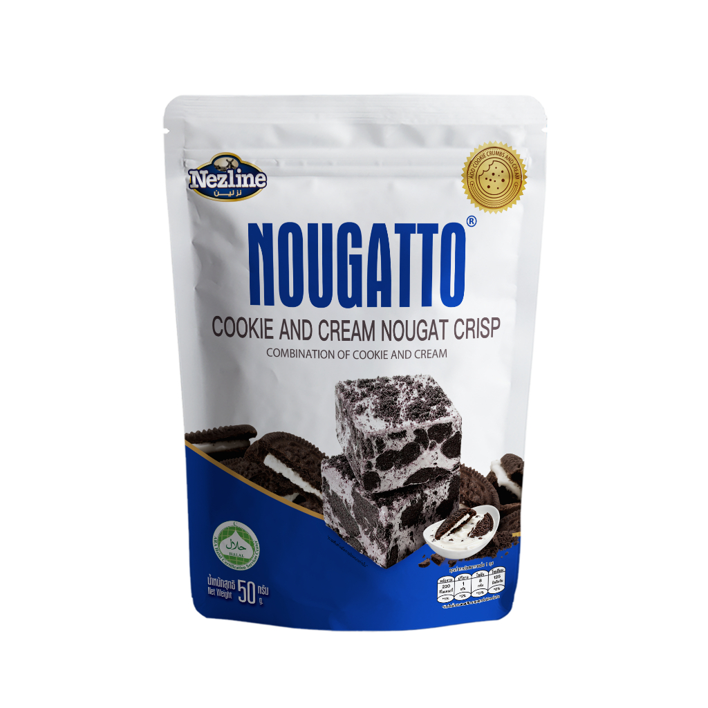 (50 กรัม) Nezline Nougatto Nougat Crisp นูกัตโตะ ขนมนูกัต มาเคียโต้ รสคุกกี้แอนด์ครีม ราคา 35 บาท*ส่งฟรี