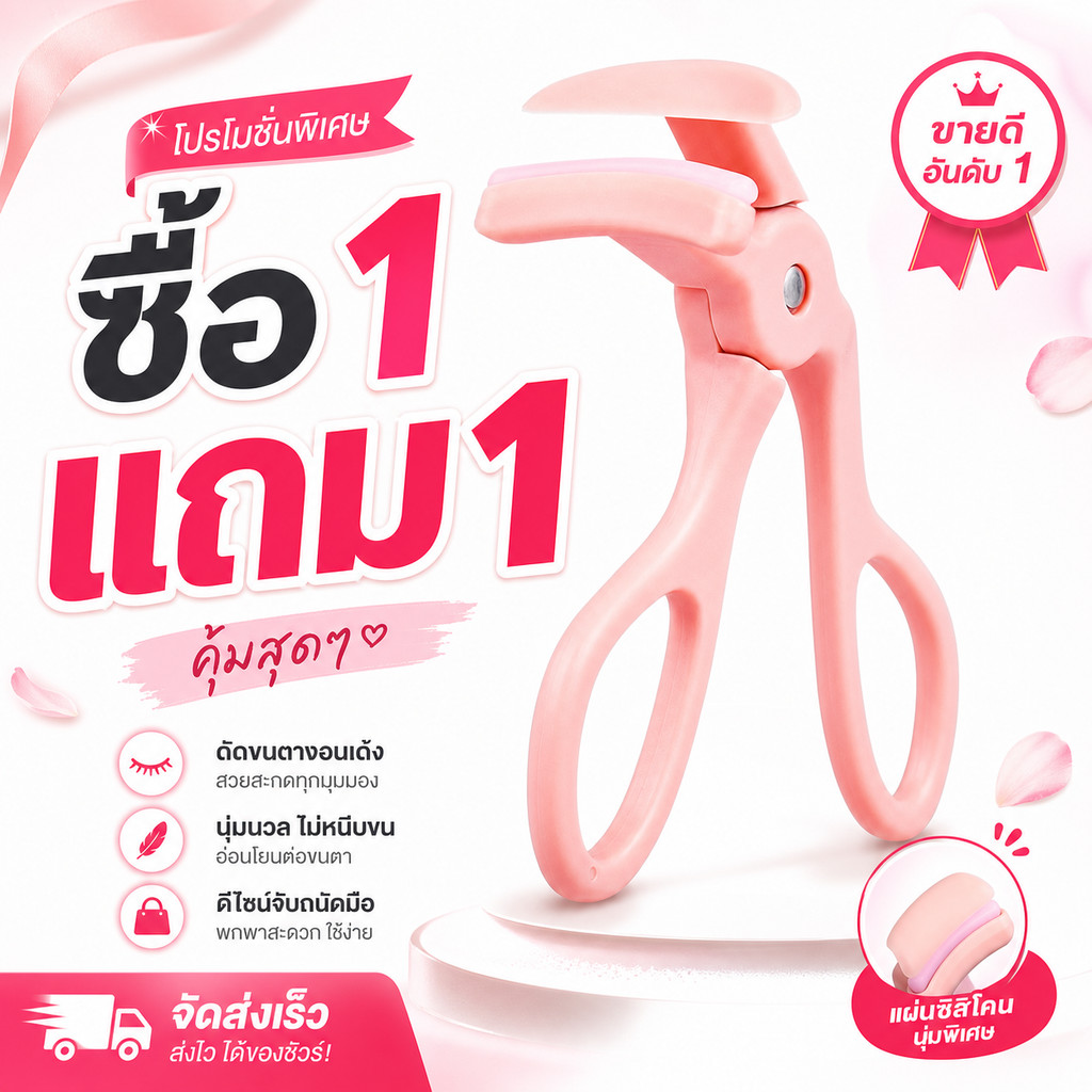 แหนบขนตา ซื้อ 1 แถม 1 แหนบขนตาเด้งตัวสวยๆ ใน 1 นาที สีชมพู+ใส 2 สี ราคา 18 บาท*ส่งฟรี