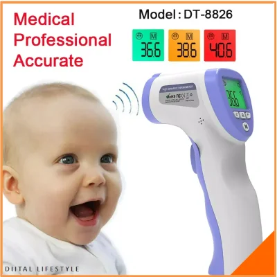 Thermometer Non-contact New Digital Thermometer for Adults and Kids, No Touch Forehead Temperature Scanner, Switchable Fahrenheit Celsius, Fast and Accurate with Alarm, LCD Display