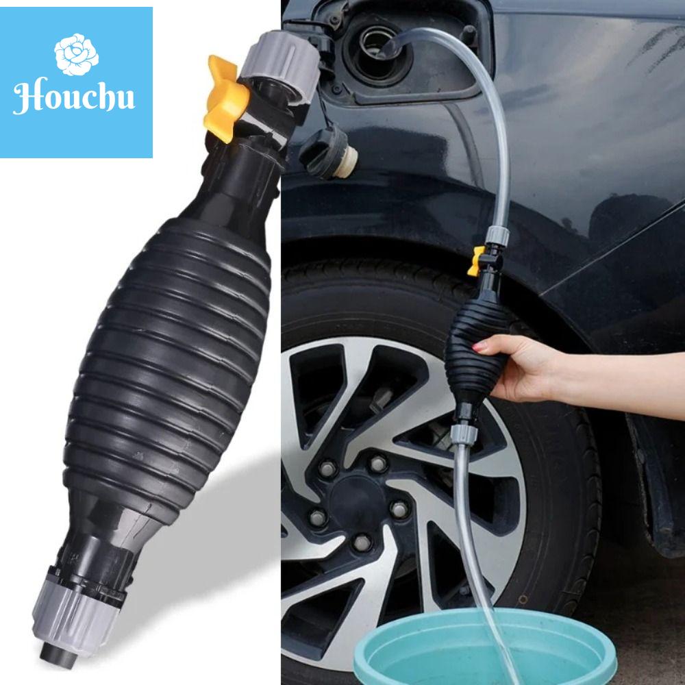 HOUCHU Hướng dẫn sử dụng Bơm dầu khí cầm tay Phổ thông An toàn Bơm ống xi phông chạy xăng Ống hút Với van dòng chảy Bơm nhiên liệu ô tô Dầu