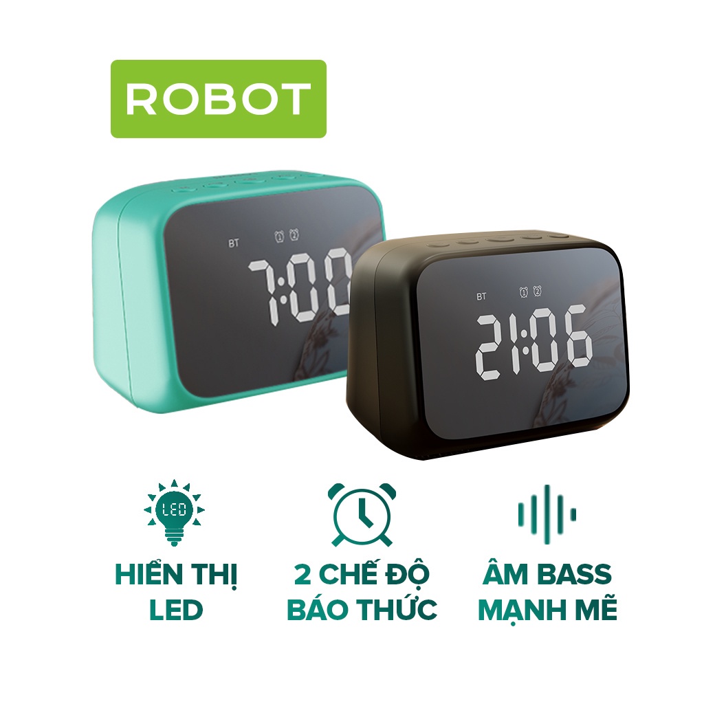 Loa bluetooth 5.3 robot rb170 màn hình led kiêm đồng hồ báo thức - chính hãng