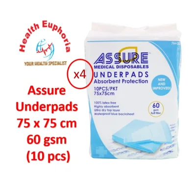 Assure Underpads 75cmx75cm 60GSM 10's/packet - 4 packets
