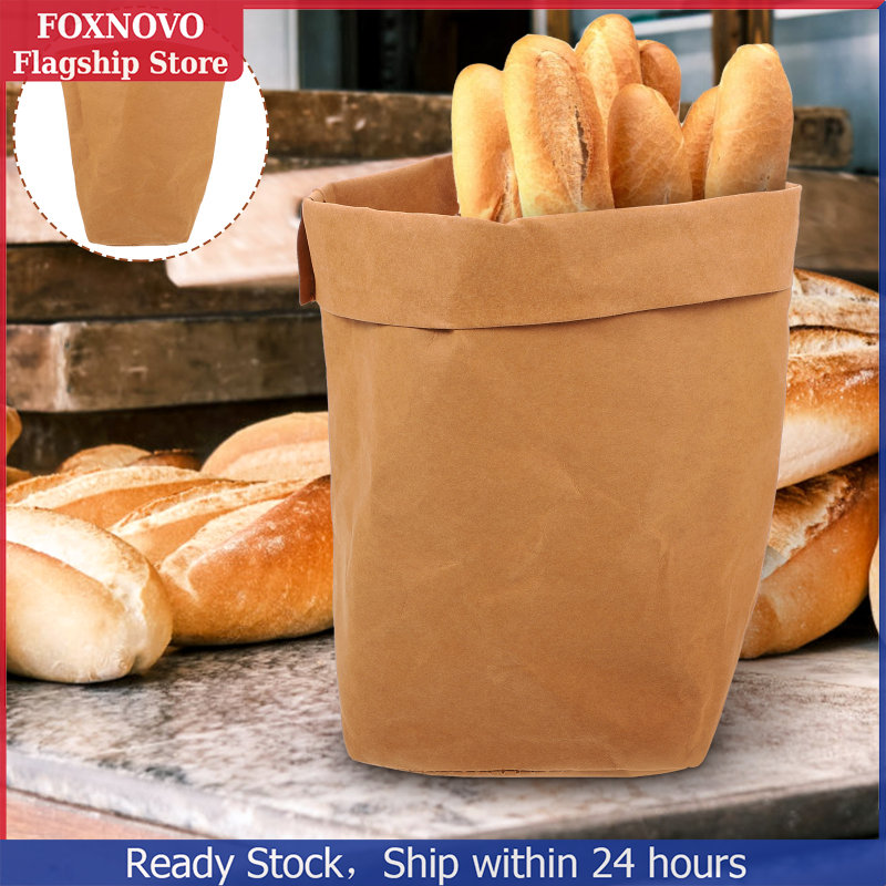 FOXNOVO Túi giấy kraft có thể giặt được kraft giấy lưu trữ túi rau quả