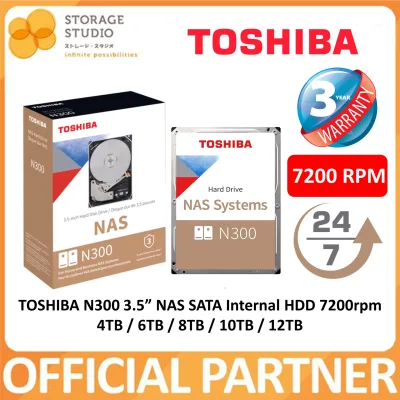 TOSHIBA N300 NAS SATA Internal 3.5 inch HDD 7200RPM, 4TB / 6TB / 8TB / 10TB / 12TB. Singapore Local 3 Years Warranty **TOSHIBA OFFICIAL PARTNER**