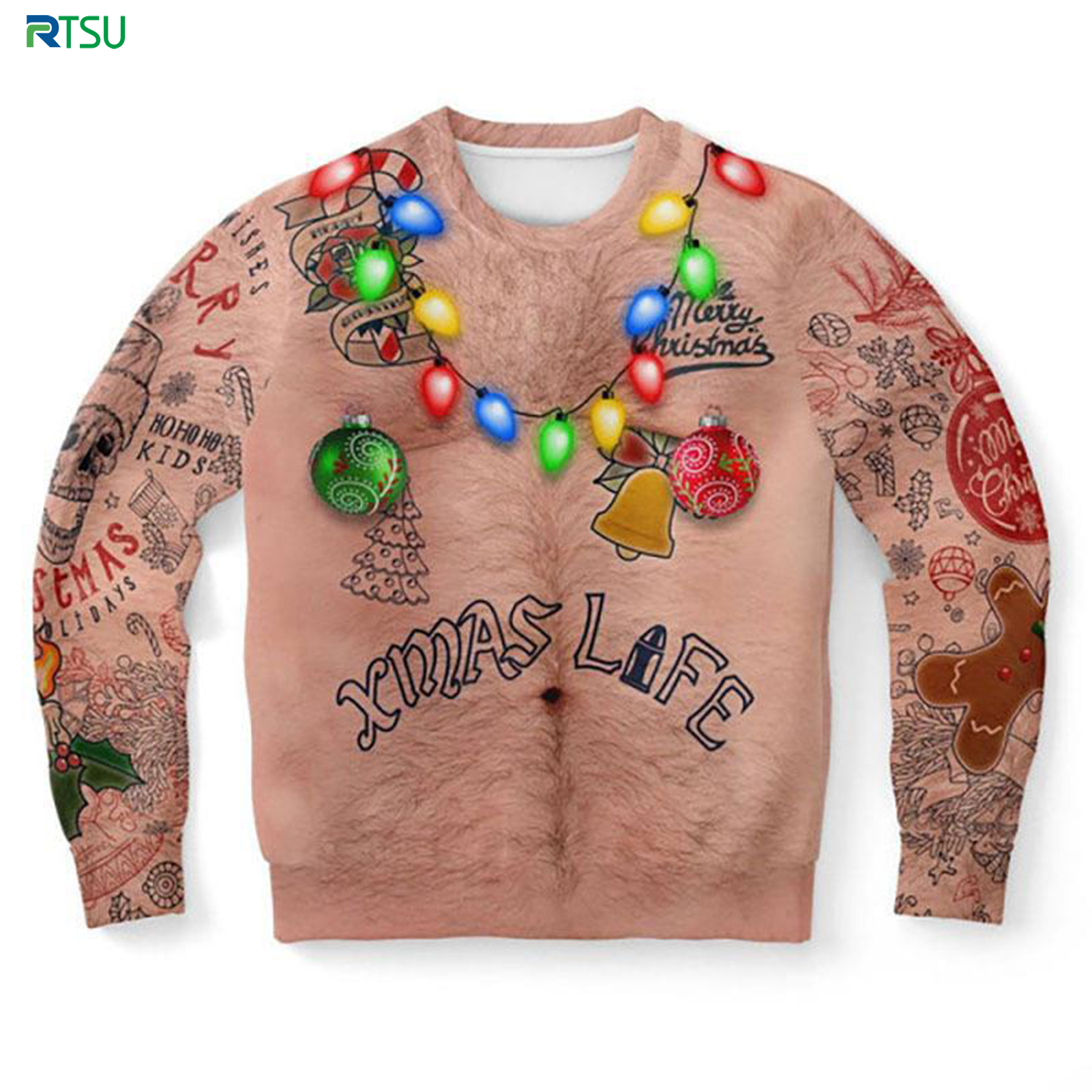 Rtsu Áo nỉ giáng sinh xấu xí 3D đồ họa độc đáo Áo Thun Jumper cho nam nữ thiếu niên các cặp vợ chồng