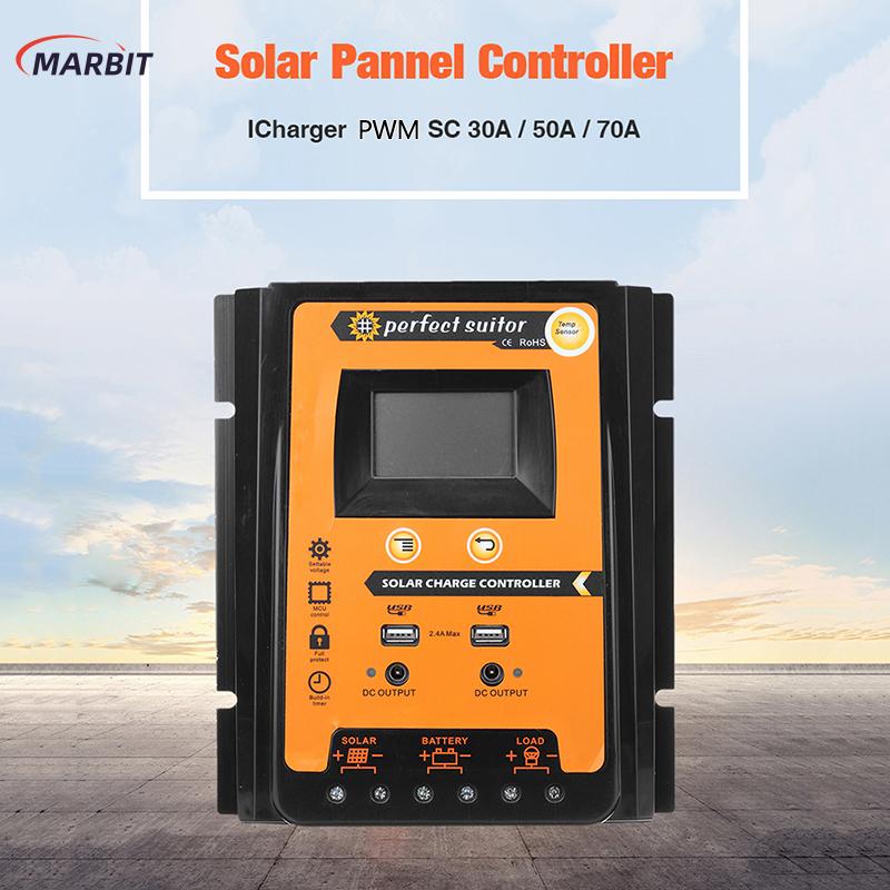 MARBIT PWM SOLAR Charge Controller 12/24V 30/50/70A ตัวควบคุมแบตเตอรี่ Dual USB 5V LCD ราคา 876 บาท*ส่งฟรี