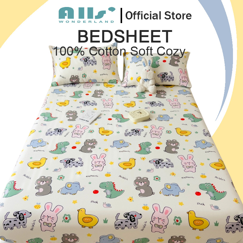 Alls' Wonderland 100% Cotton Bed Sheet Rubber Around Bedsheet Queen Size 1000TC Super Soft Floral Design Bedsheet ราคา 208 บาท*ส่งฟรี