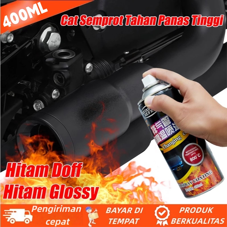 Mobil Motor Tahan Bensin Cat motor premium hi temp black Cat Semprot Hi-Temp Black Hitam Doff untuk Mesin Knalpot kompor dll Cat Harga 53,800 rupiah*Gratis Ongkir