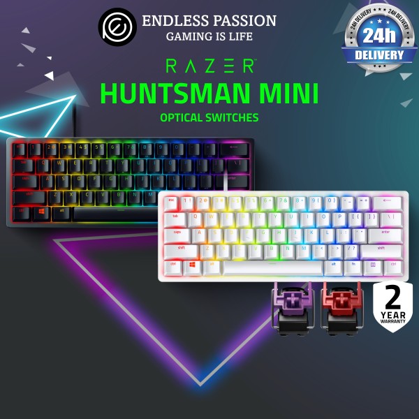 Razer Huntsman Mini 60% Gaming Keyboard: Fastest Keyboard Switches Ever - Clicky/Linear Optical Switches - Chroma RGB Lighting - PBT Keycaps - Onboard Memory - Classic Black Singapore