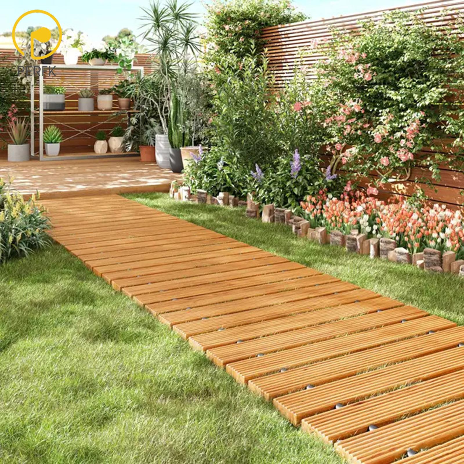 Perfk Wooden Garden Pathway 8 ft Weather Resistant Space Saving Versatile Roll Out Straight Pathway for Beach Garden Patio Outside ราคา 3,547 บาท*ส่งฟรี