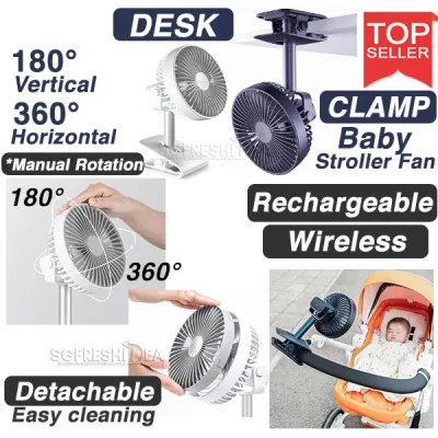 Baby Stroller Clip Portable Fan | 4000mAh Battery | Ultra Silent | Long Lasting | Rechargeable Battery USB Desk Fan | For Office, Home, Outdoor Cooling Fan