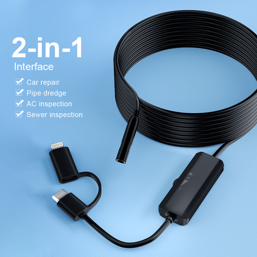 Fuvoya Camera nội soi với ánh sáng 1920P 8mm mỏng borescope Dimmable 8LED Camera kiểm tra cho Iphone Android Camera rắn chống nước