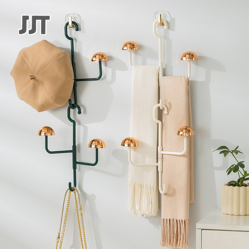 Mushroom rotating coat rack, scarf, bag storage, non-marking hook, non-punching, household multi-functional hat rack storage ราคา 84 บาท*ส่งฟรี