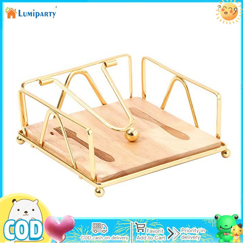 Kitchen Napkin Holder With Wooden Base Tissue Paper Dispenser For Countertop Table Kitchen Dining Room ราคา 266 บาท*ส่งฟรี