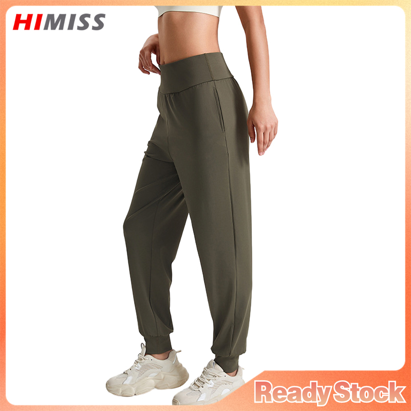 Women's Fitness Pants Casual Solid Color High Waist Workout Pants With Pockets Joggers Hiking Running Outdoor ราคา 464 บาท*ส่งฟรี