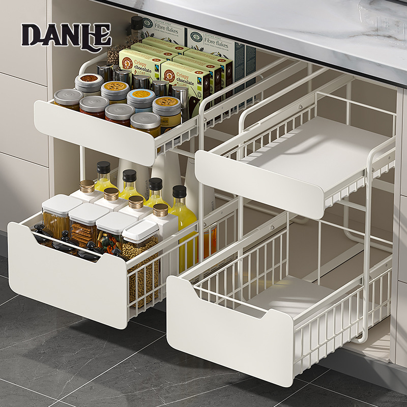 Kitchen sink storage rack, multi-functional storage rack, spice rack, pots and pans, cabinet pull-out basket, pull-out layered shelf ราคา 1,336 บาท*ส่งฟรี