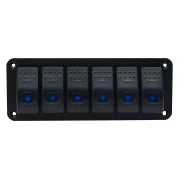 12V-24V 6 Gang Rocker Switch Panel LED Toggle Switch Panel Interior Parts Waterproof Double Light Switch for Marine Boat Caravan RV Camper Vehicles